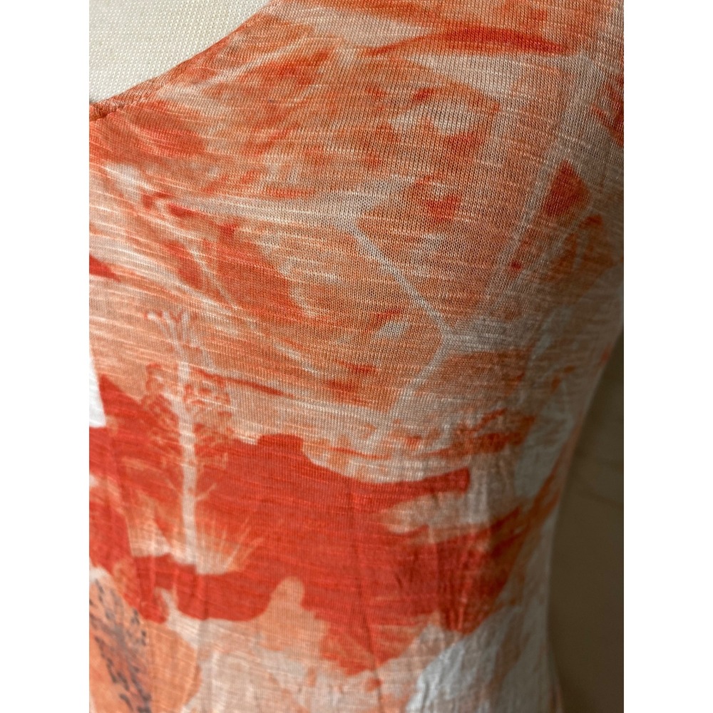Tommy Bahama Orange Tropical Floral Slub Knit V-Neck Maxi Dress Small S/P - Picture 4 of 6